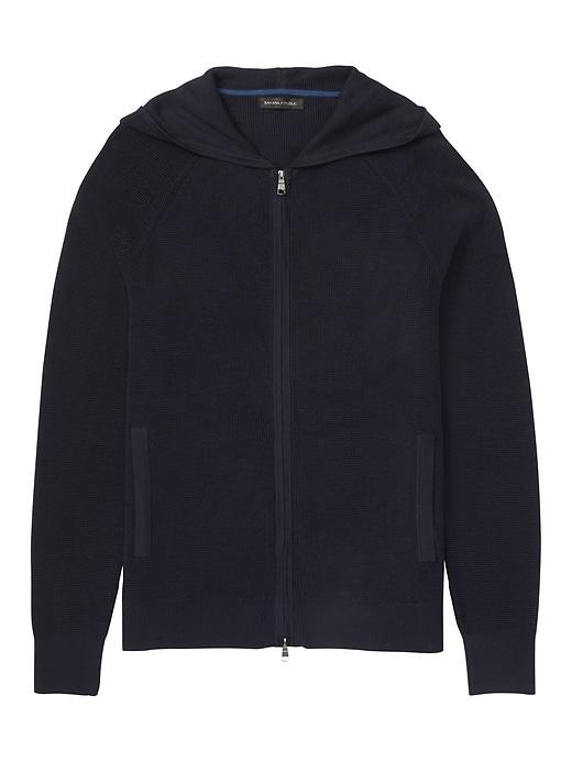 Banana Republic Mens Supima Cotton Full-zip Sweater Hoodie Navy Size L