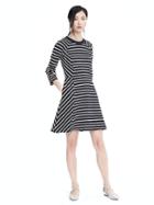 Banana Republic Womens Fit And Flare Striped Dress - Preppy Navy