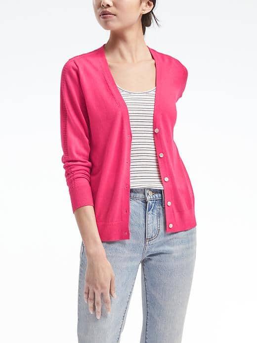 Banana Republic Womens Silk Cashmere Cardigan - Raspberry Sorbet