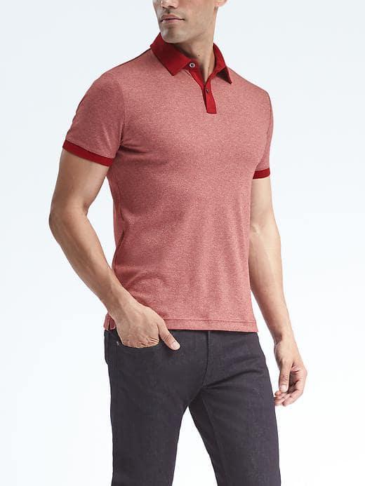 Banana Republic Mens Slim Luxury Touch Heathered Polo - Red