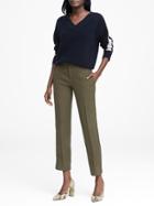 Banana Republic Womens Avery Straight-fit Pom-pom Ankle Pant Olive Size 2