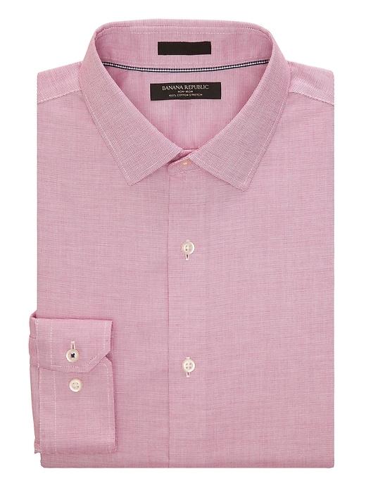 Banana Republic Mens Grant Slim-fit Non-iron Stretch Shirt Lipstick Red Size S