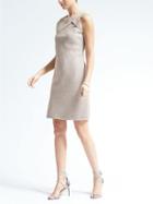 Banana Republic Womens Sleeveless Shine Sheath Dress - Pale Gold