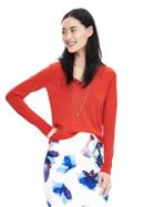 Banana Republic Womens Extra Fine Merino Wool Trapeze Pullover Size M - Modern Red