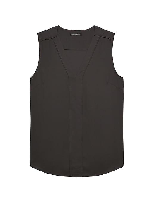Banana Republic Womens Piped V-neck Top Charcoal Size Xs