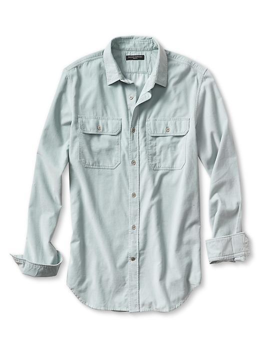 Banana Republic Mens Slim Fit Corduroy Utility Shirt Size L Tall - Gray Sky