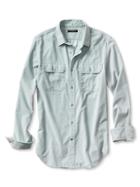 Banana Republic Mens Slim Fit Corduroy Utility Shirt Size L Tall - Gray Sky