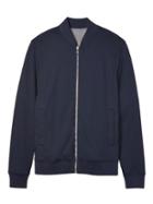 Banana Republic Mens Reversible Luxury-touch Bomber Preppy Navy & Heather Gray Size M