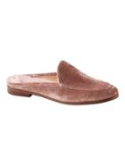 Banana Republic Womens Demi Faux Fur Velvet Loafer Slide Dusty Rose Pink Velvet Size 6 1/2