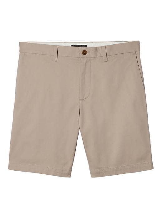 Banana Republic Mens Aiden Slim Stretch Cotton 9 Short - Fall Khaki