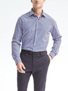 Banana Republic Mens Classic Fit Supima Cotton Gingham Shirt - Anchor Royal