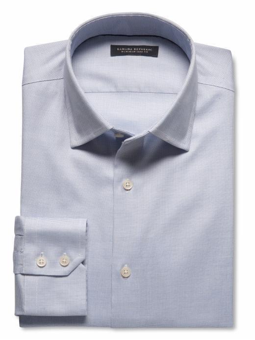 Banana Republic Slim Fit Non Iron Textured Solid Shirt - Sky Blue