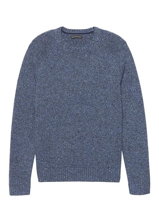 Banana Republic Mens Merino Wool Blend Donegal Crew-neck Sweater Heather Navy Blue Size L