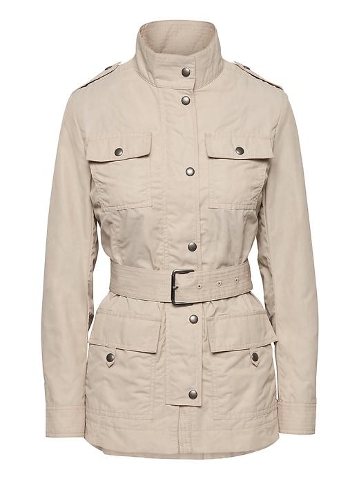 Banana Republic Womens Waxed Cotton Blend Utility Jacket Stone Size Xs