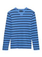 Banana Republic Mens Heritage Stripe Long-sleeve Textured Crew-neck T-shirt Adriatic Blue Size Xs