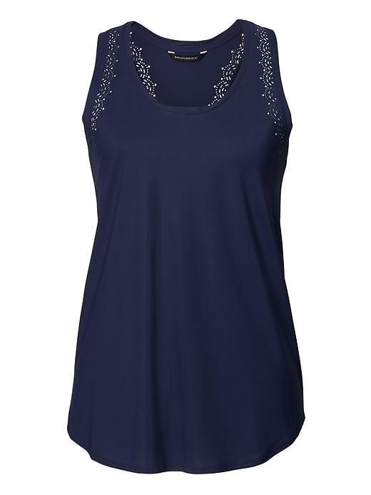 Banana Republic Womens Laser Cut Racerback Tank - Navy