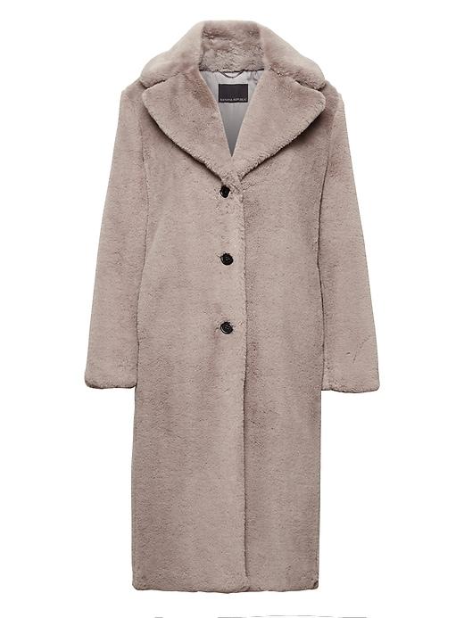 Banana Republic Womens Petite Faux Fur Long Coat Taupe Size Xxs