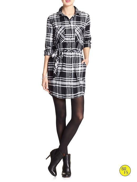 Banana Republic Womens Factory Flannel Shirt Dress Size 0 - Black Plaid
