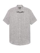 Banana Republic Mens Camden Standard-fit Linen Shirt Chrome Gray Size Xxs