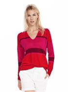 Banana Republic Womens Stripe Mixed Stitch Linen Blend Pullover Size L - Red