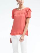 Banana Republic Womens Easy Care Layer Sleeve Top - Hot Spice