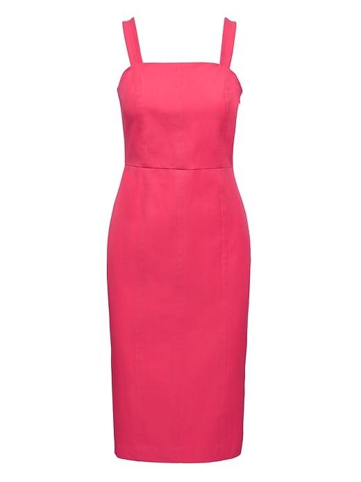Banana Republic Womens Square-neck Bi-stretch Sheath Dress Pink Strawberry Size 14