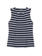 Banana Republic Womens Pleated Ponte Peplum Shell Bold Blue Stripe Size Xxl