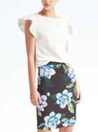 Banana Republic Womens Gingham Jacquard Ruffle Top - White