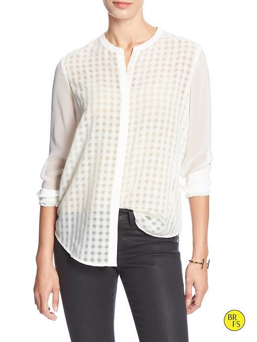 Banana Republic Factory Sheer Layering Blouse Size L - White Out