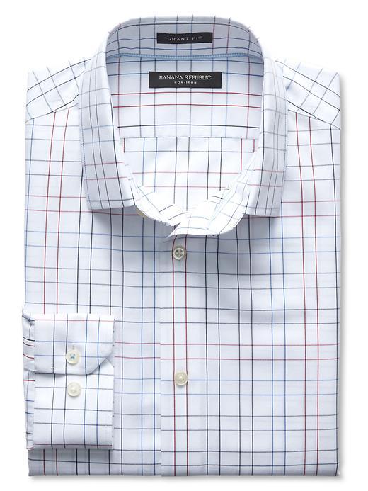 Banana Republic Mens Grant Fit Open Check Non Iron Shirt Size L Tall - Modern Red