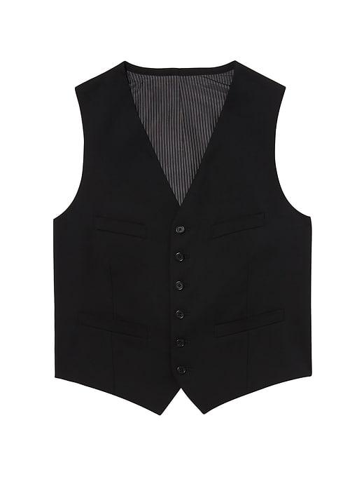 Banana Republic Mens Solid Italian Wool Suit Vest Black Size 38