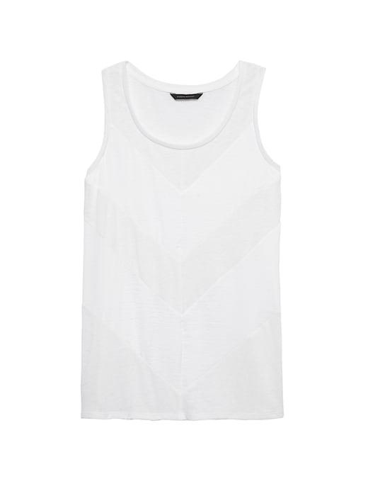 Banana Republic Womens Linen Blend Chevron Tank White Size S
