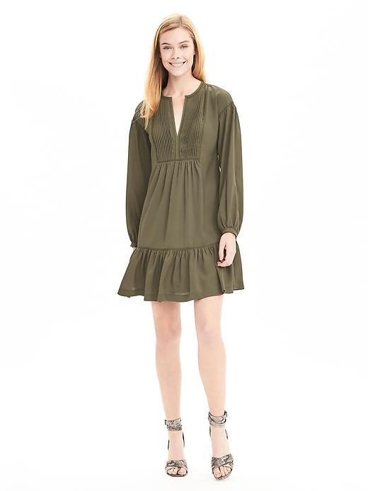 Banana Republic Drop Waist Shirtdress Size L Petite - Tigers Eye Green