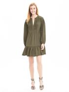 Banana Republic Drop Waist Shirtdress Size L Petite - Tigers Eye Green