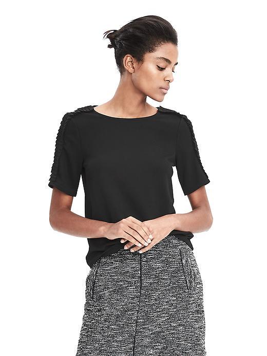 Banana Republic Womens Boatneck Crepe Top - Black