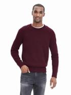 Banana Republic Mens Textured Filpucci Italian Wool Crew Pullover Size L Tall - Wine
