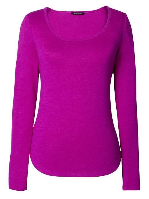 Banana Republic Soft Jersey High Low Curved Hem Tee - Bright Magenta