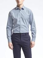 Banana Republic Mens Camden Fit Supima Cotton Micro Gingham Shirt - Blue Bell