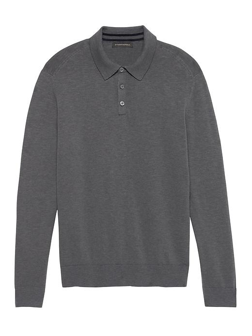 Banana Republic Mens Heathered Cotton Sweater Polo Shirt Stardust Size Xl