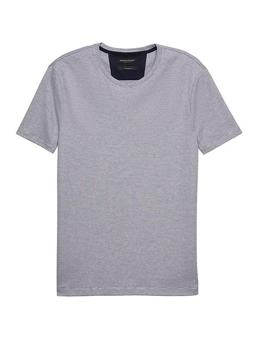 Banana Republic Mens Luxury-touch Mini Stripe Crew-neck T-shirt Gray Mini Stripe Size L