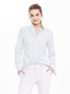 Banana Republic Womens Riley Fit Stripe Shirt Size 0 - Light Blue