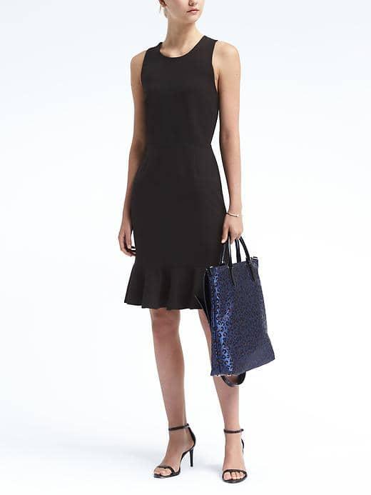 Banana Republic Womens Cross Back Ponte Dress - Black