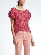 Banana Republic Easy Care Bow Sleeve Top - Chili Red