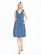 Banana Republic Womens Heritage Print Ruffle Vee Dress Size 0 - Open Seas