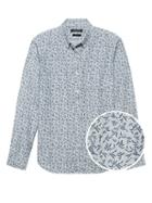 Banana Republic Mens Grant Slim-fit Cotton Oxford Floral Shirt Light Gray Size Xs