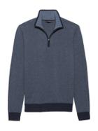 Banana Republic Mens Premium Cotton Cashmere Birdseye Half-zip Sweater Navy Blue Size Xs