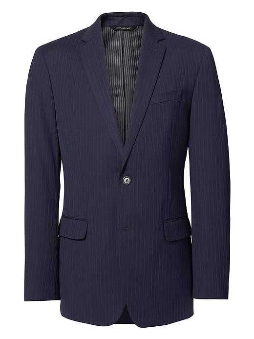 Banana Republic Mens Standard Navy Pinstripe Wool Suit Jacket Navy Size 36