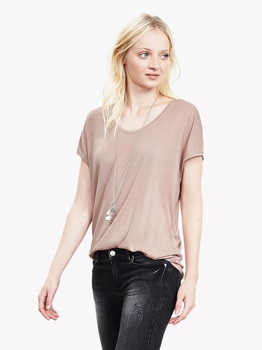 Banana Republic Womens Spacedye Drapey Tee Size L - Pink Pebble