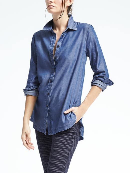 Banana Republic Parker Fit Chambray Boyfriend Tunic - Denim Blue