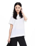 Banana Republic White Crepe Top Size L Petite - White